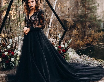 black long dress for wedding