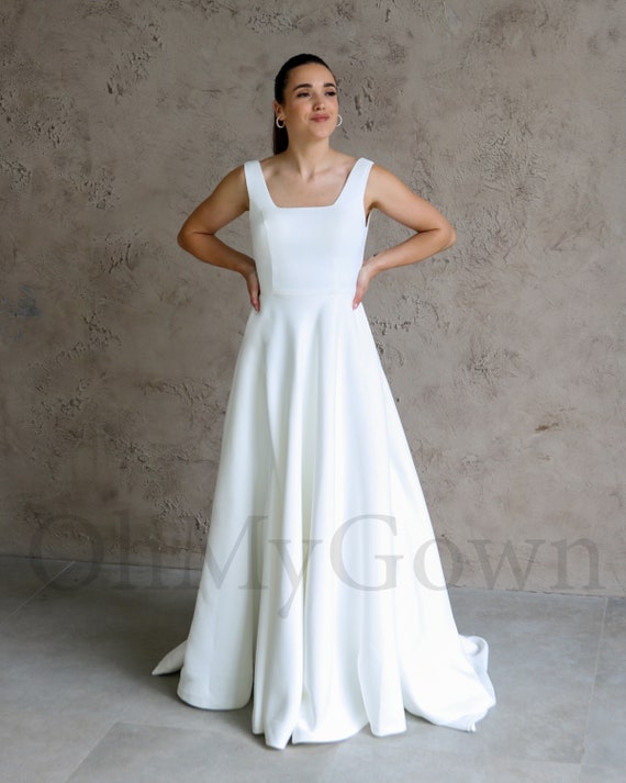 Halter Top Wedding Dress, Backless Wedding Dress, Minimalist