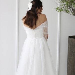 Off Shoulder Long A-line Tulle Bridesmaid Dresses, Wedding Guest Dresses, PD0296 main image 0
