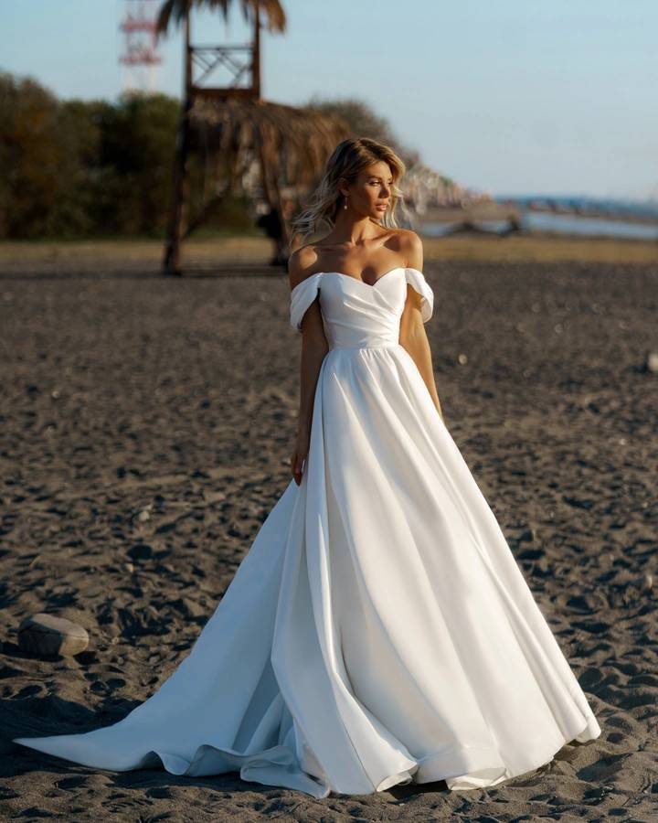 off the shoulder wedding dress