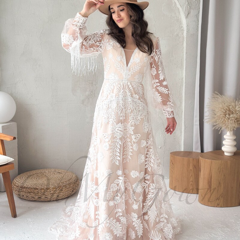 Solid Color Bell Sleeve Bow Dress