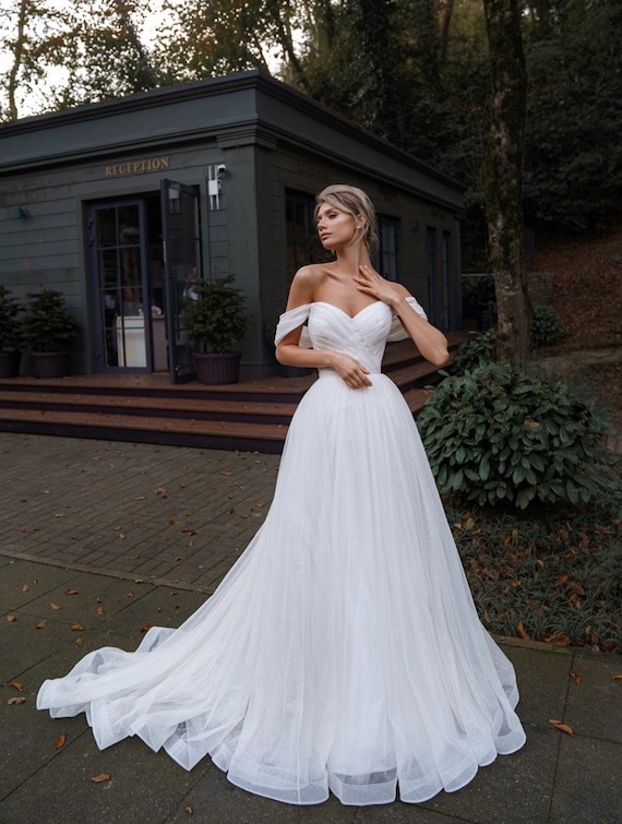 Off the Shoulders Wedding Dress Minimalist Wedding Simple Wedding