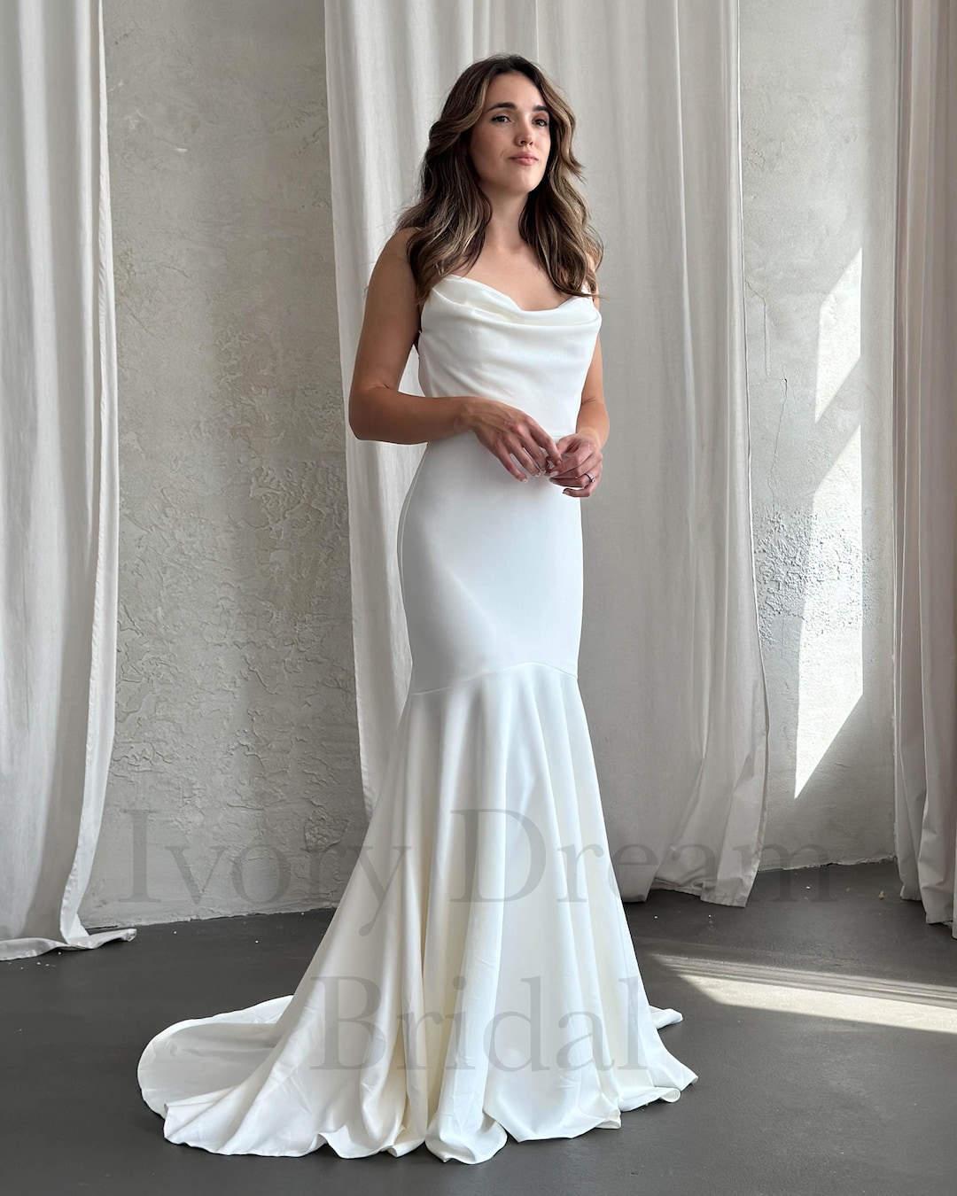 Slip Wedding Dress Bias Cut Satin Wedding Dress Cowl Neckline Wedding — free download