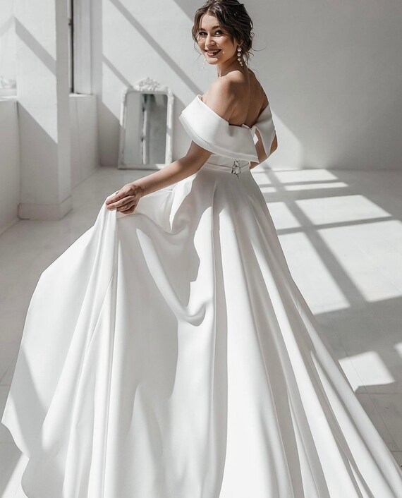 A-line Wedding Dress off Shoulders Elegant Simple Wedding - Etsy
