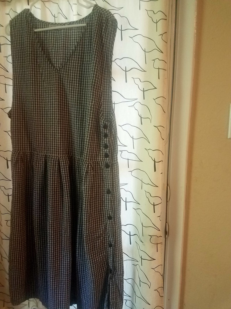 90s Womens Checked Jumper with Button Sides