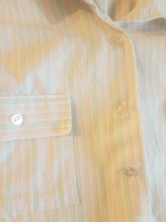 80s Button Down Pastel Striped Shirt - image 1