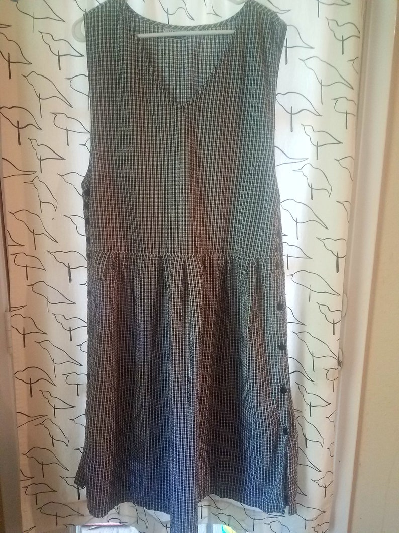 90s Womens Checked Jumper with Button Sides