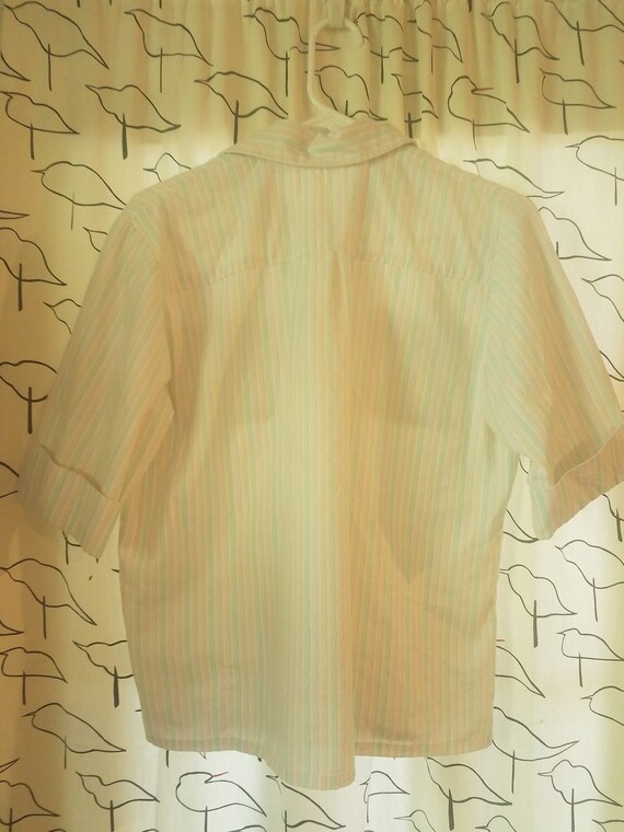 80s Button Down Pastel Striped Shirt - image 3