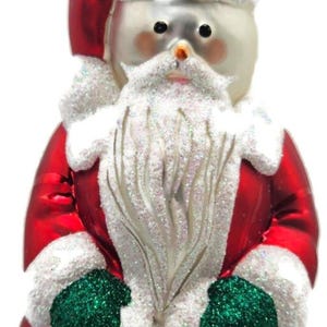 Patricia Breen Santa Snowman Red Matte Coat Green Christmas Tree Ornament NM