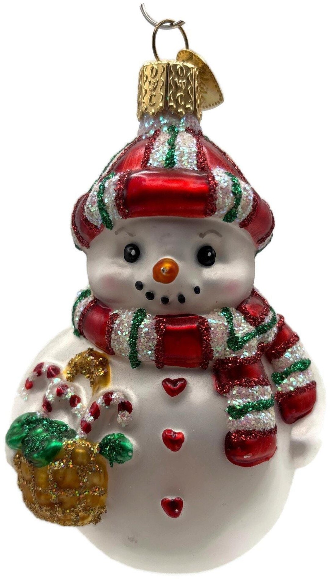 Sweetie Pie Snowman Glitter Glass Christmas Tree Ornament Old World ...