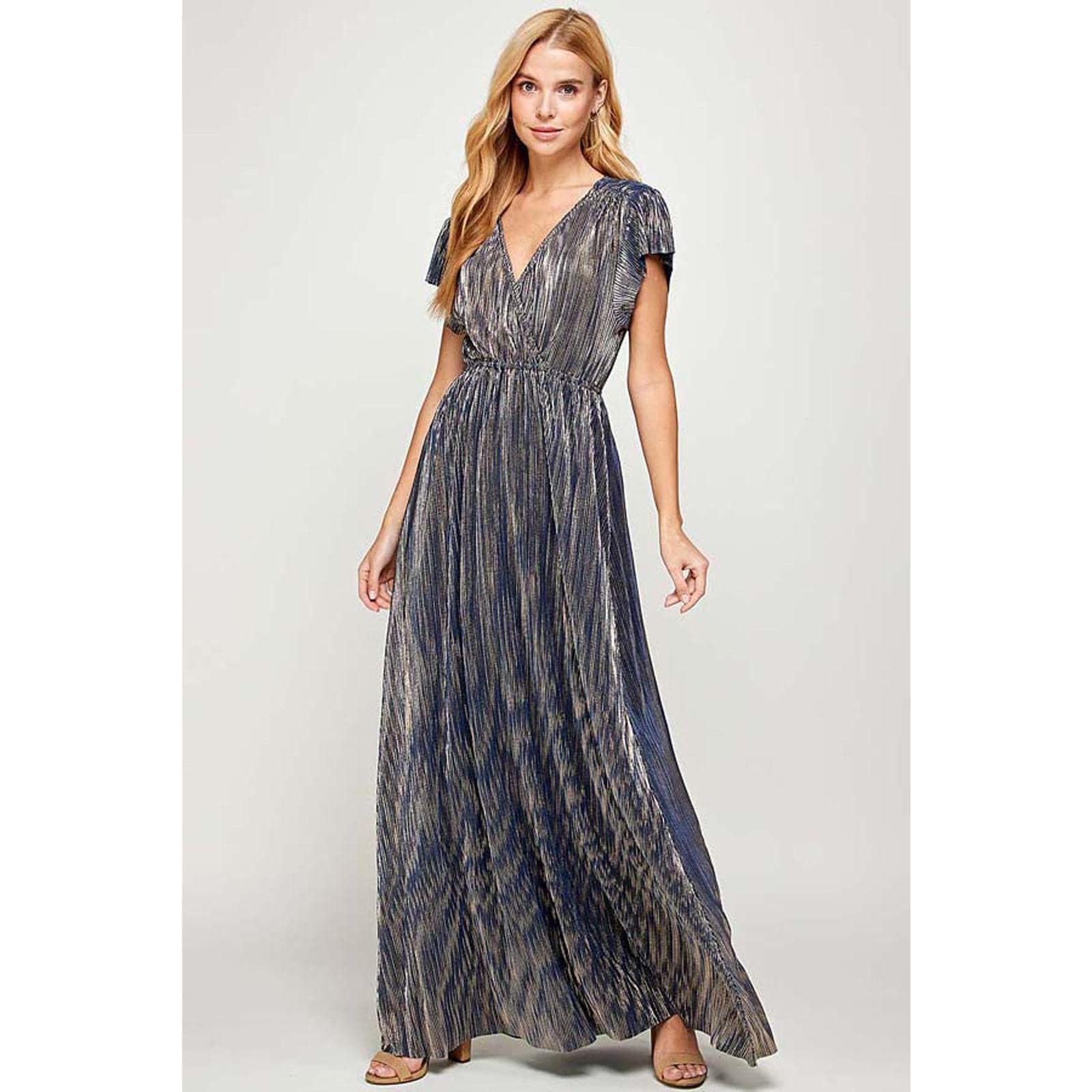 Navy Blue and Gold Maxi Dress - Etsy