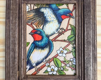 Barn Swallow wall hanging - hand painted wood wall hanging