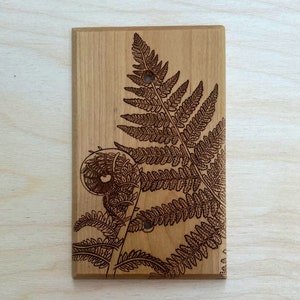 Blank Wooden fern light switch cover plate - fiddle head blank outlet wall plate