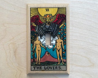 Hand painted tarot card light switch cover - The Lovers (VI) lightswitch cover plate