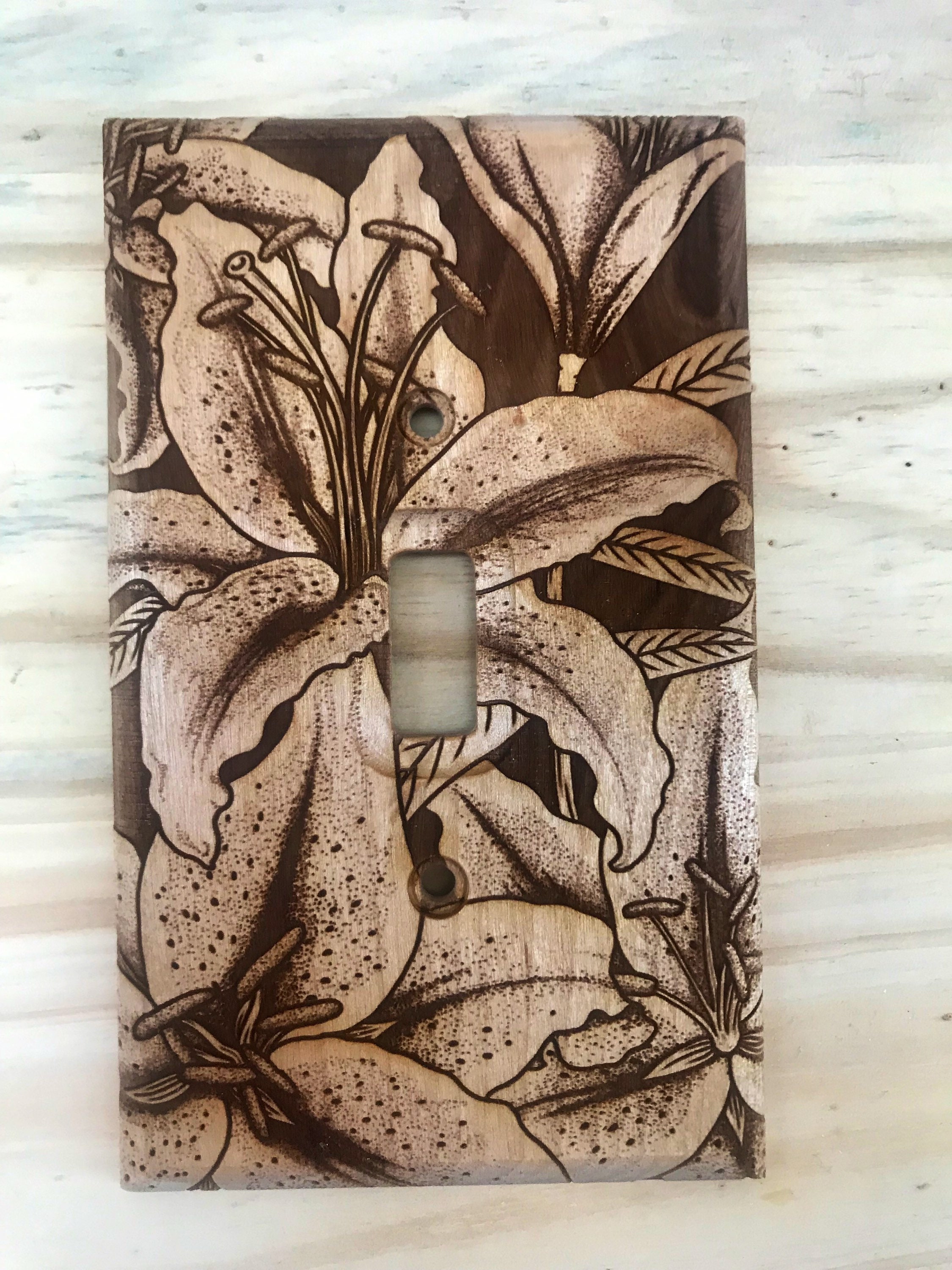 Single Toggle Light Switch Cover Wooden Lily Lightswitch Etsy