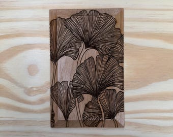 Ginkgo biloba tree leaves blank light switch outlet cover - blank maidenhair tree leaf lightswitch cover plate - engraved wood