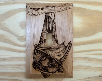 Bat light switch cover - single wood lightswitch cover plate