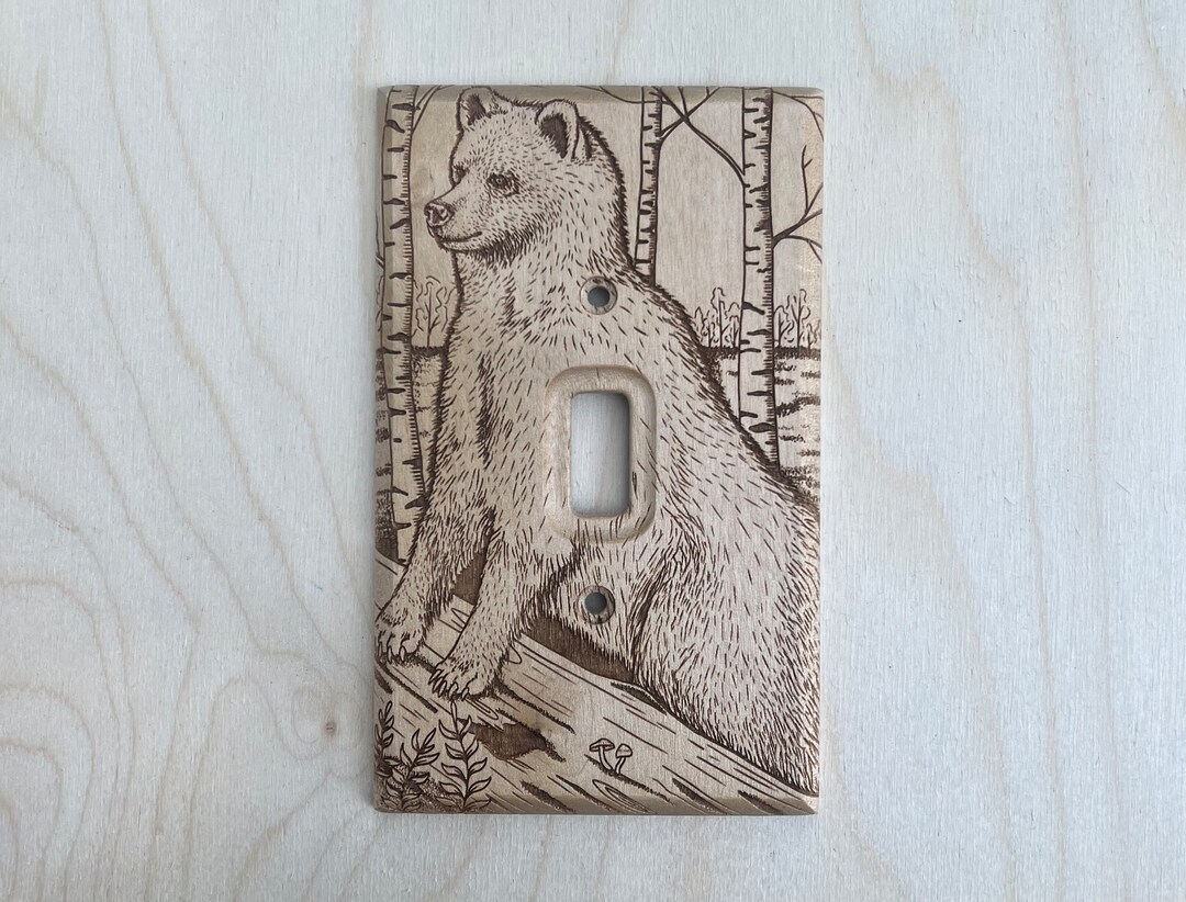 Bear in a Forest Light Switch Cover - Wood Light Switch Cover Plate - Etsy