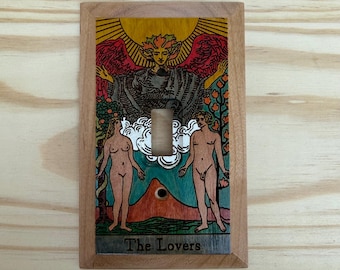 Hand painted tarot card light switch cover - The Lovers (VI) lightswitch cover plate