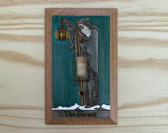 Hand painted tarot card light switch cover - The Hermit lightswitch cover plate