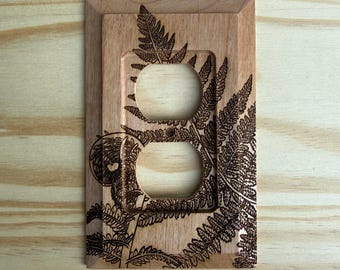 Wooden fern outlet cover plate - fiddle head wall plate cover