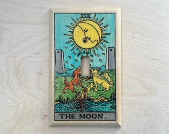 Hand painted tarot card light switch cover - The Moon lightswitch cover plate