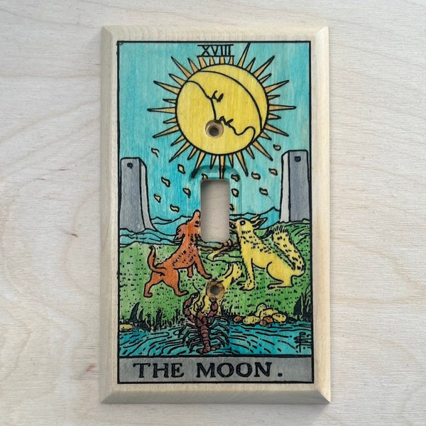 Hand painted tarot card light switch cover - The Moon lightswitch cover plate