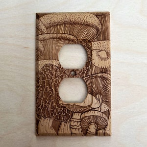 Morel Mushroom outlet cover - wood outlet cover