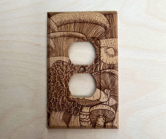 Morel Mushroom outlet cover - wood outlet cover