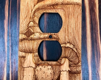 Wooden mushroom outlet cover wall plate