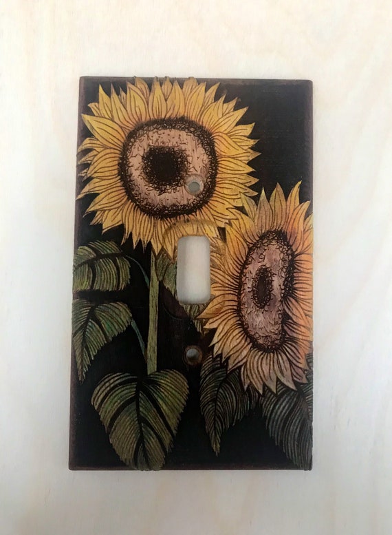 Colorful Wood Sunflower Light Switch Cover Plate | Etsy