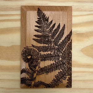 Wooden blank fern light switch cover plate - fiddle head fern blank wallplate