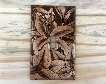 Single toggle light switch cover - wooden lily lightswitch cover wall plate