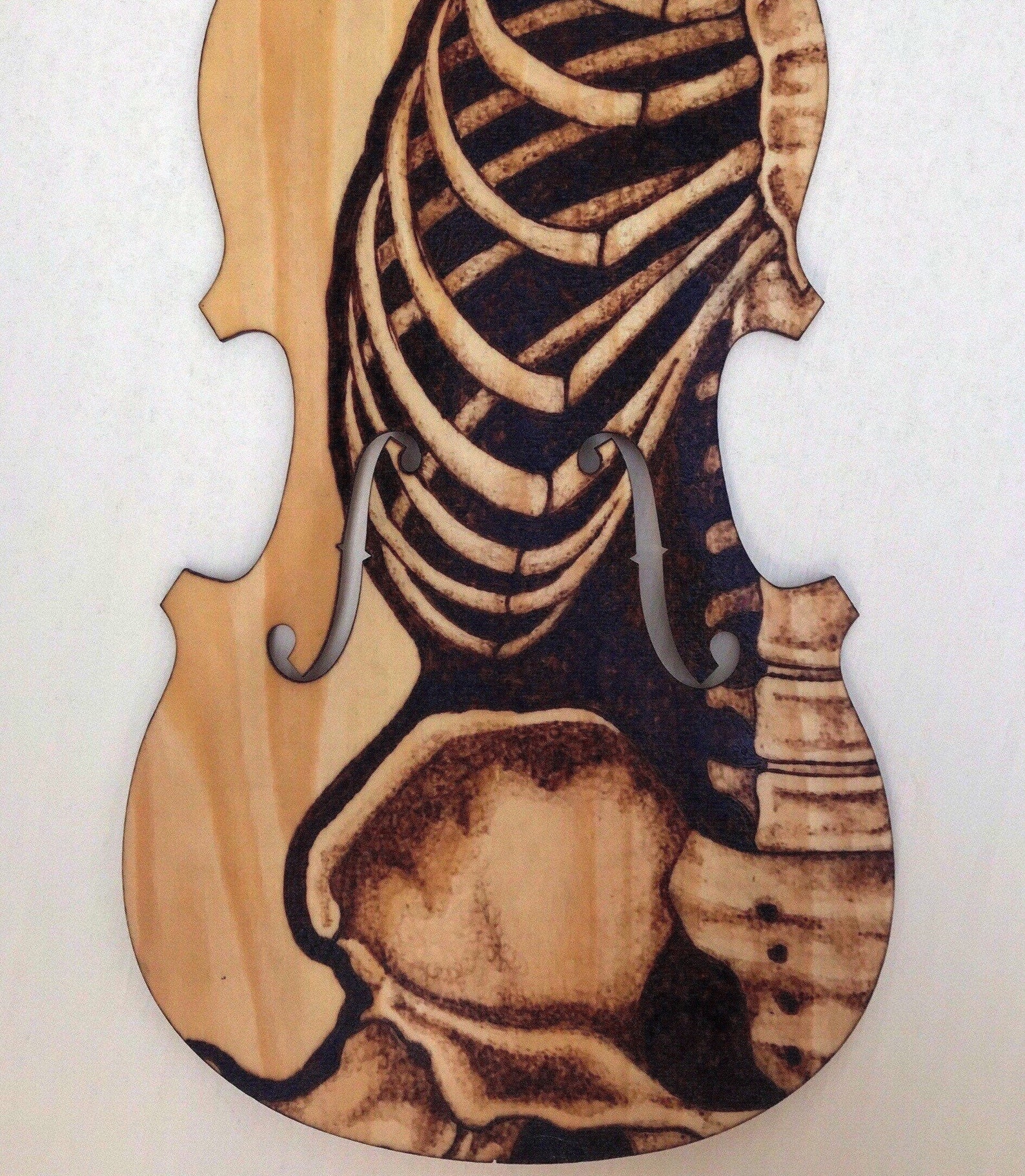 Woodburned violin wall hanging Etsy
