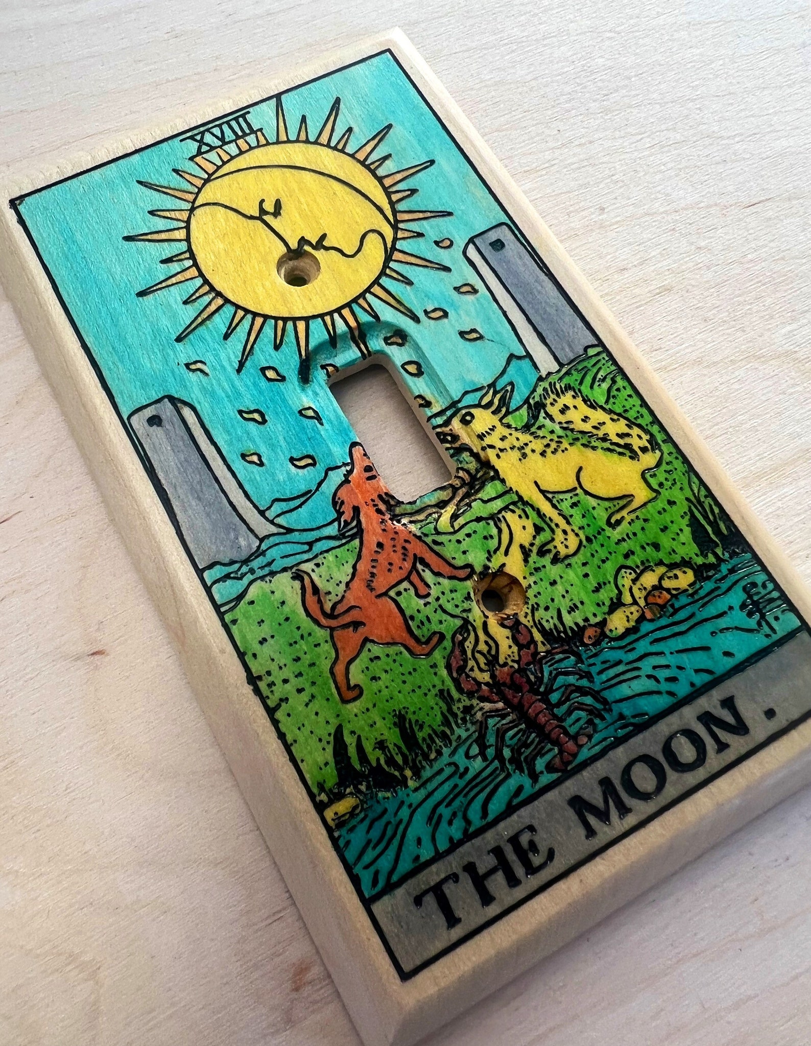 Hand Painted Tarot Card Light Switch Cover the Moon Etsy