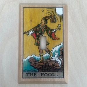 Couvercle d'interrupteur pour carte de tarot peint à la main - Plaque de protection pour interrupteur The Fool