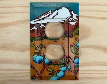 Hand painted outlet cover - Colorful Mt. Baker cover