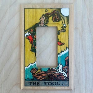 Couvercle d'interrupteur à bascule pour carte de tarot peint à la main - Plaque de protection pour interrupteur à bascule The Fool