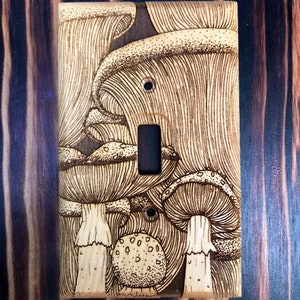 Wood mushroom light switch cover plate