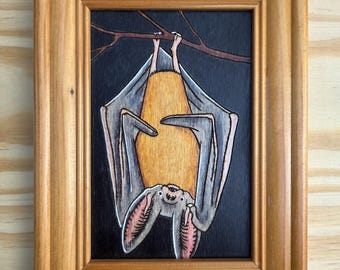 Bat wall hanging - hand painted wood wall hanging
