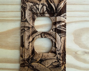 Single outlet cover - wooden lily outlet cover wall plate