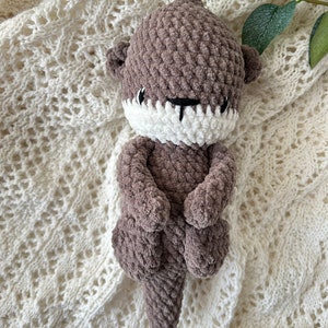 Otter soft toy made of chenille wool, amigurumi otter, plush otter, crochet otter image 9
