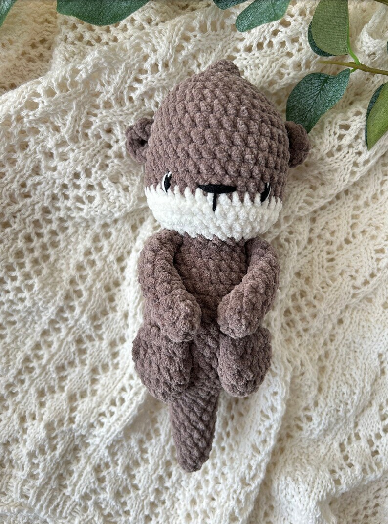 Otter soft toy made of chenille wool, amigurumi otter, plush otter, crochet otter image 9