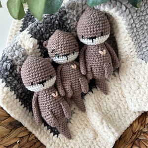 Otter Kuscheltier gehäkelt aus Baumwolle, Amigurumi Otter, Gehäkelter Otter Bild 8