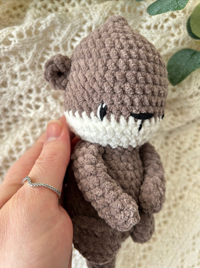 Otter soft toy made of chenille wool, amigurumi otter, plush otter, crochet otter image 8