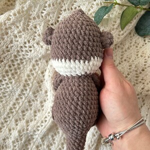 Otter soft toy made of chenille wool, amigurumi otter, plush otter, crochet otter image 5