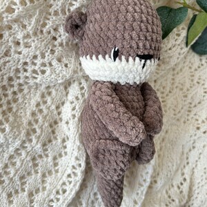 Otter soft toy made of chenille wool, amigurumi otter, plush otter, crochet otter image 2