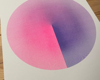 Two Color Radial Circle Limited Edition Risograph Art Print 11"x14"