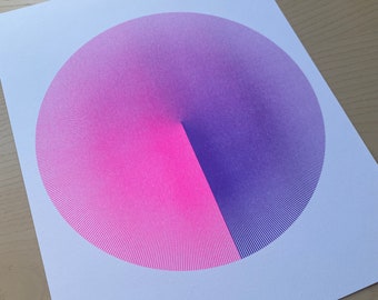 Two Color Radial Circle Risograph Art Print