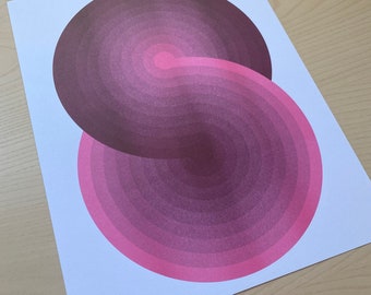 Double Circle Loop Risograph Art Print